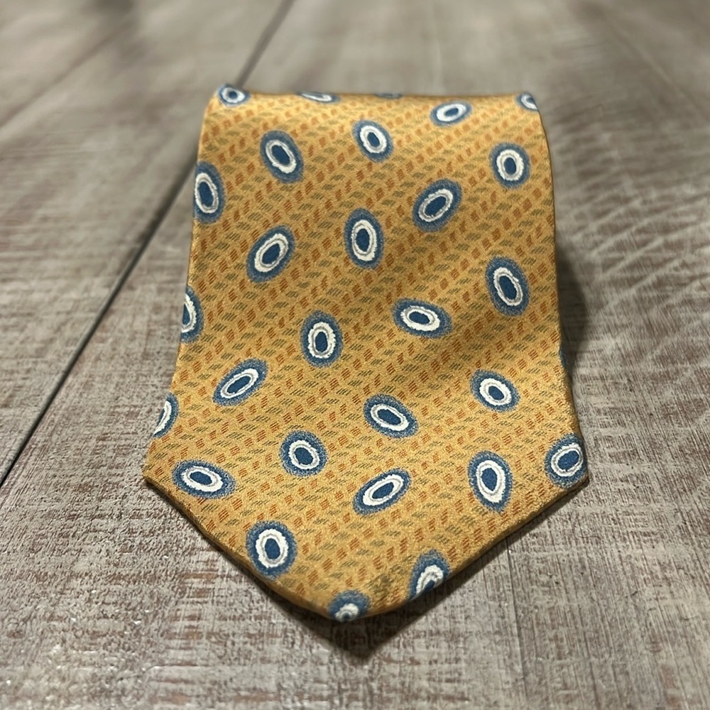 Joseph Abboud gold and blue dots/circle tie Vintage